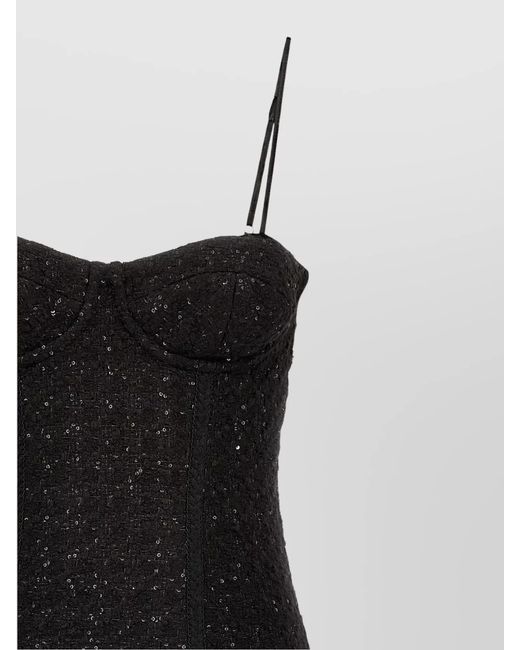 ROTATE BIRGER CHRISTENSEN Black Sequin Midi Dress Textured Fabric