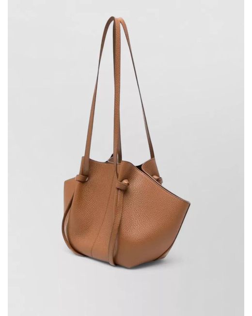 Yuzefi Brown Mochi Shoulder Tote Bag Knot Detail