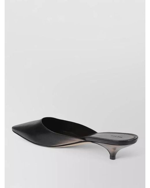 The Row Gray Liisa Kitten Heel Pointed Toe Mules