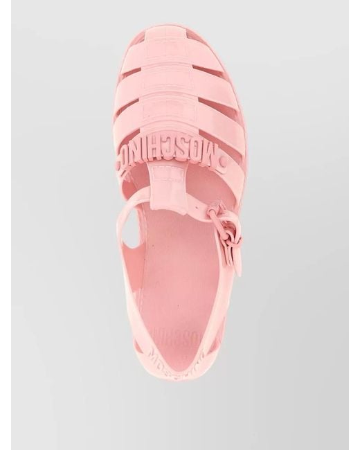 Moschino Pink Flat Sole Open Toe Jelly Sandals