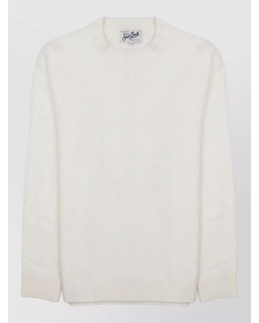 Mc2 Saint Barth White Alpaca Knit Top Ribbed Cuffs Hem for men