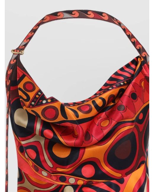 Emilio Pucci Red Long Satin Halterneck Maxi Dress Soleil