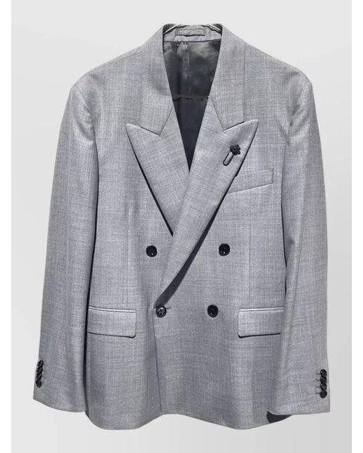 Lardini Gray Double Breasted Soirée Suit Jacket for men