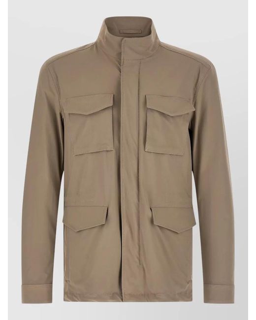 Herno Natural Utility Field Jacket High Collar Design for men