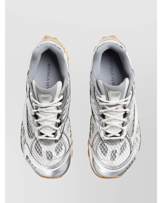 Bottega Veneta Metallic Mesh Panel Reflective Rubber Sole Sneakers