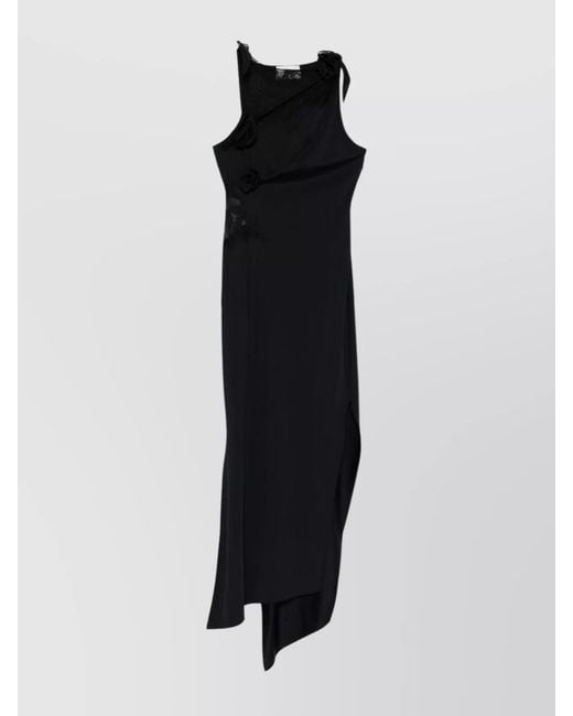 Coperni Black Asymmetric Sleeveless Midi Dress