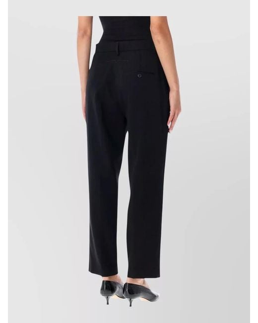 Lanvin Blue Tailored Wool Cropped Cigarette Trousers Mid Rise