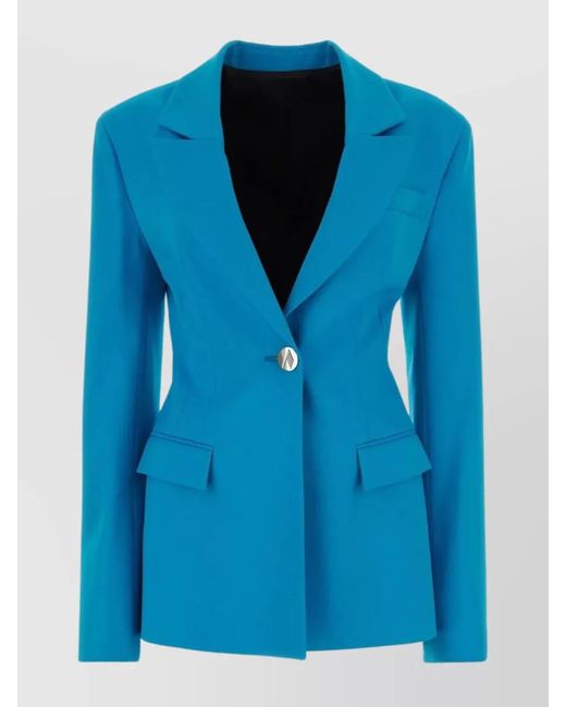 The Attico Blue Virgin Wool Fitted Blazer
