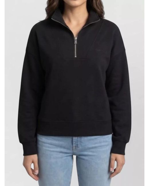 Calvin Klein Black Logo High Collar Long Sleeve Top