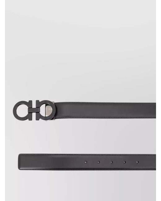 Ferragamo White Reversible Leather Belt Adjustable Size for men