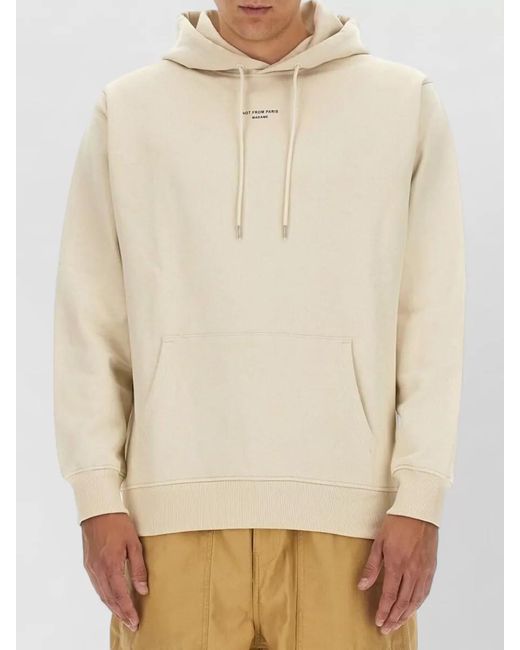 Drole de Monsieur White Hooded Sweatshirt Drawstring Hood Kangaroo Pocket for men