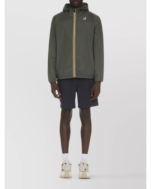 K-Way Green Nylon Hooded Jacket for men