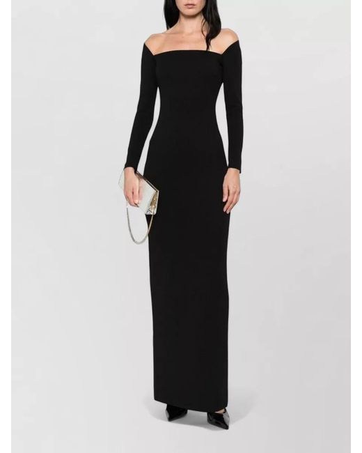 Solace London Black Lolita Off Shoulder Maxi Evening Dress