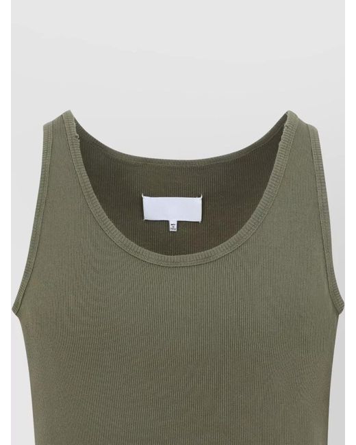 Maison Margiela Green Sleeveless Top Asymmetrical Hem Ribbed Neckline for men
