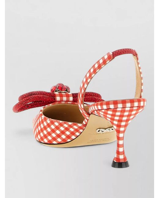Mach & Mach Red Cotton Double Bow Slingback Pumps