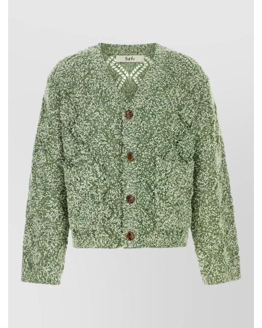 Séfr Green Wool Blend Oversized Abain Cardigan Jacket for men