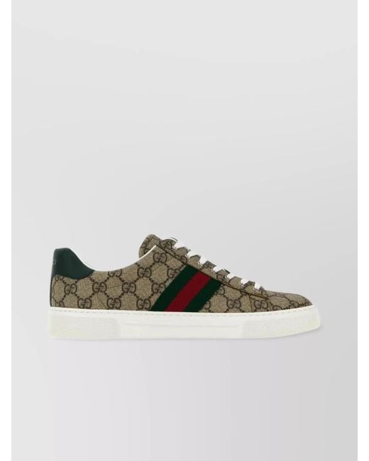 Gucci Green Gg Supreme Lace-Up Sneakers