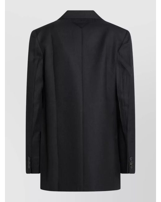 Prada Black Single Breasted Jacket Notch Lapel Pockets