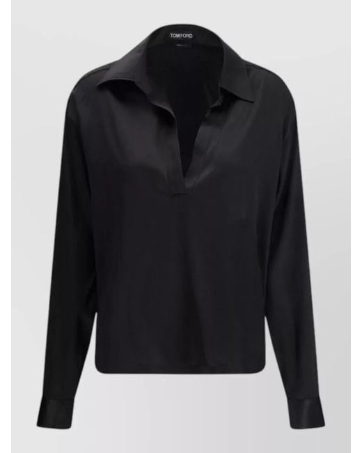 Tom Ford Black Silk Polo Shirt