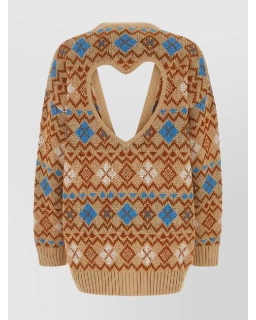 DSquared² Brown Heart Vintage Shetland Wool Cardigan