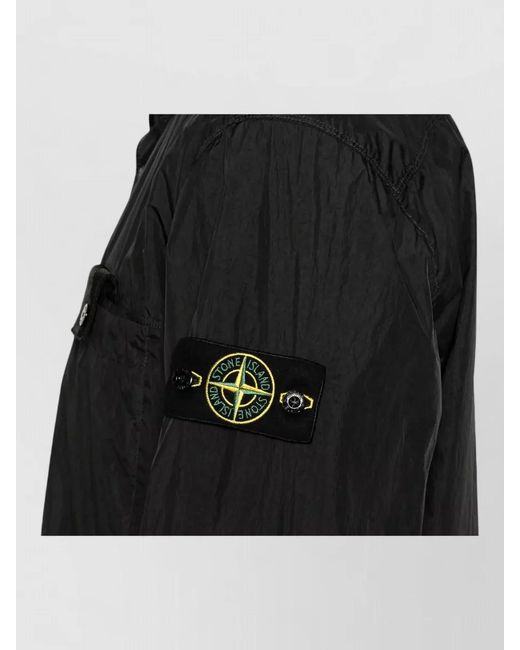 Stone Island Black Crinkle Reps Nylon Collared Long Coat for men