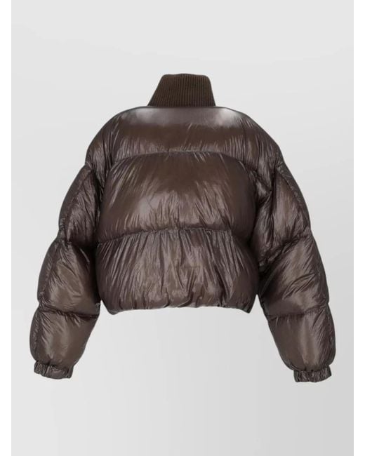 DIESEL Brown High Collar Quilted Jacket Ribbed Trim