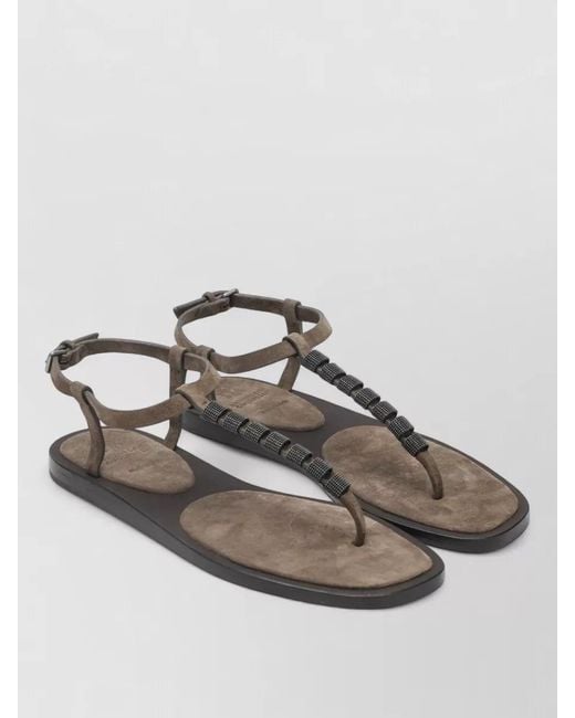 Brunello Cucinelli Multicolor Ankle Strap Flat Sandals Open Toe