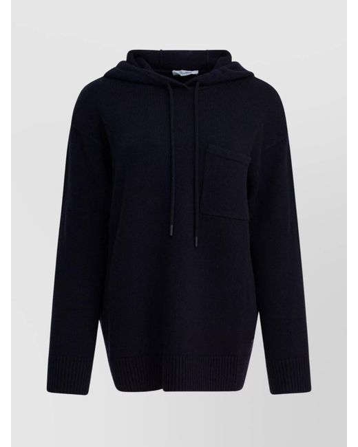 Max Mara Blue Cashmere Hooded Sweater