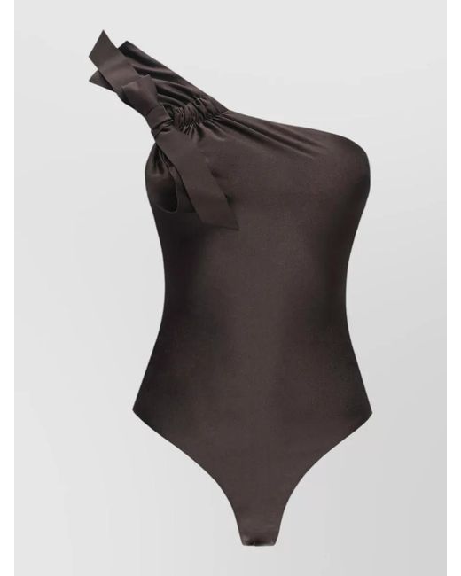 Zimmermann Gray One-Shoulder Halterneck One-Piece Swimsuit