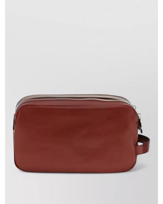 Brunello Cucinelli Red Rectangular Leather Travel Toiletry Bag for men
