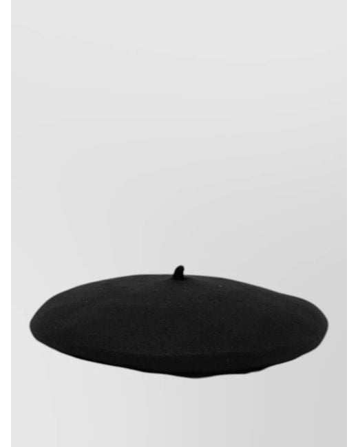 Emporio Armani Black Logo Wool Felted Round Basque Hat