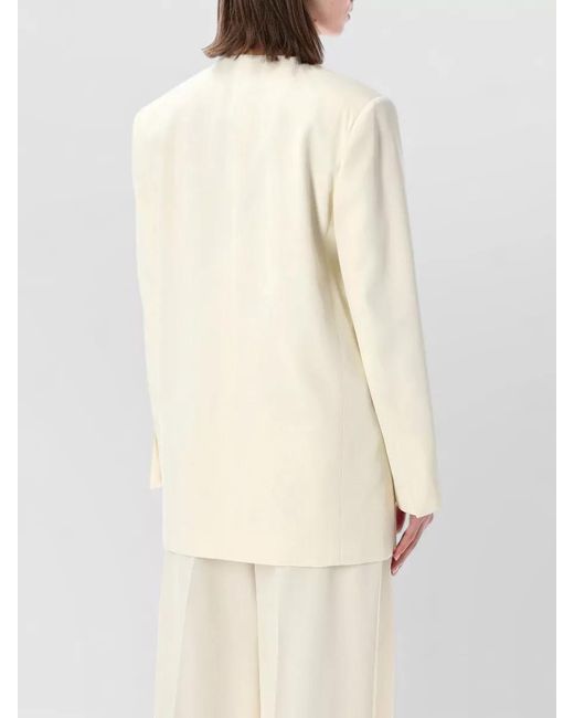 Alberta Ferretti Natural Tailored Jacket Structured Fit Buttons