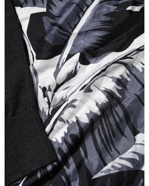 Dolce & Gabbana Black Printed Henley Neck Pullover Sweater for men