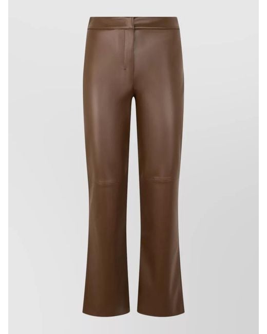 Max Mara Brown High Waisted Flared Synthetic Leather Pants