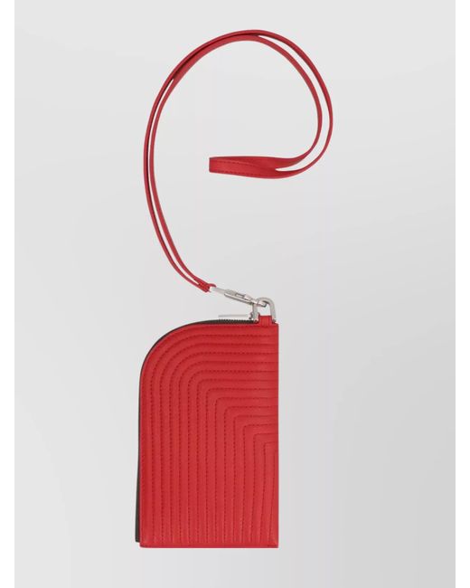 Rick Owens Red Quilted Calf Leather Wallet With Removable Strap for men