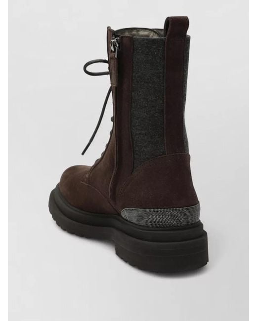 Brunello Cucinelli Black Leather Ankle Boots