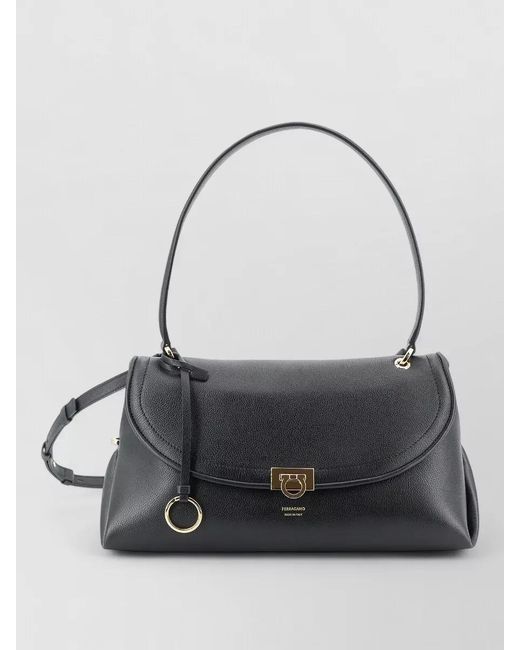 Ferragamo Black Textured Clutch Bag Adjustable Strap Hardware