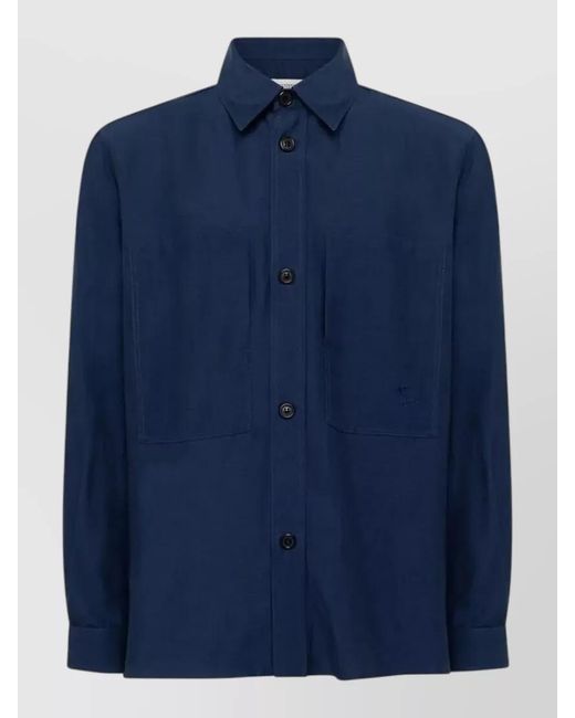 Laneus Blue Overshirt Jacket Chest Pockets Collar for men