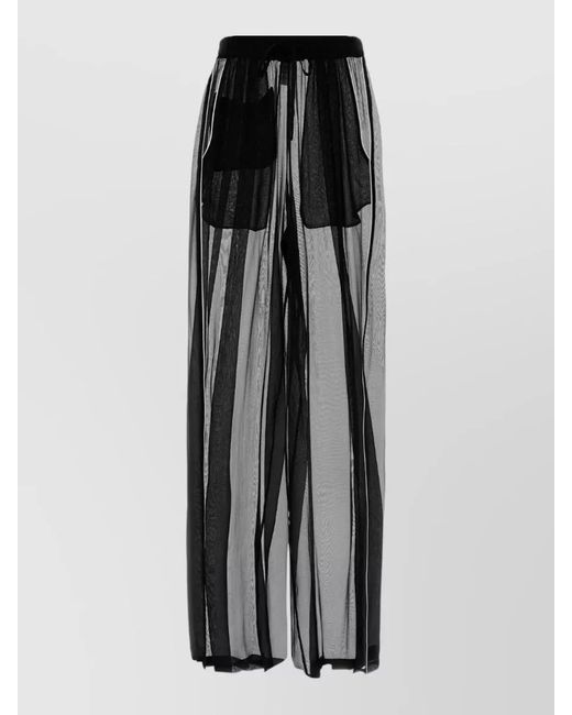 Dolce & Gabbana Black Chiffon Beachwear Wide Leg Pants Elastic