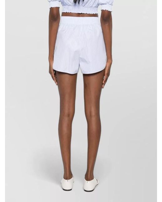 Ermanno Scervino White Cotton Shorts Curved Hem Striped Design