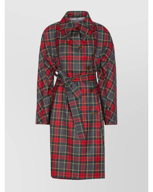 Vivienne Westwood Wool Coat Belted Waist Checkered Pattern | Lyst