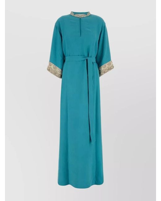 Valentino Garavani Blue Silk Crepe Maxi Dress