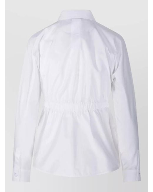 Max Mara White Collared Top Long Sleeves Drawstring Waist Cuffs