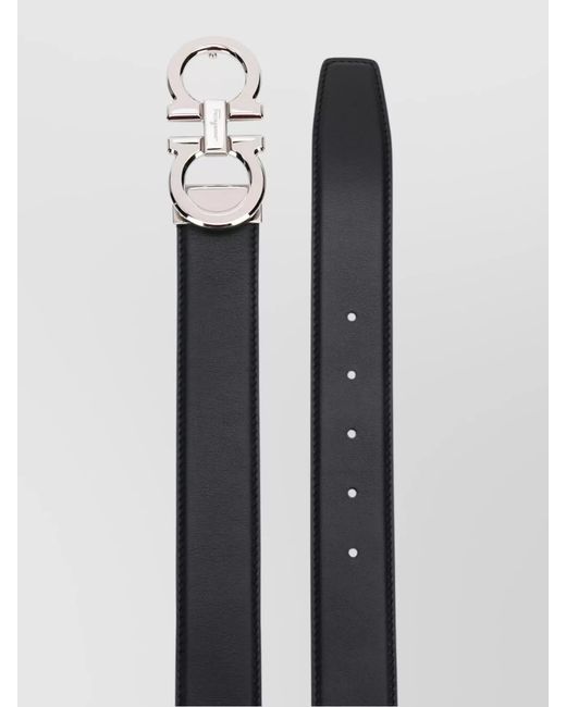 Ferragamo Metallic Leather Reversible Belt for men