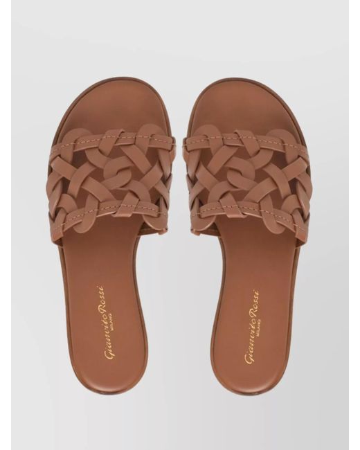 Gianvito Rossi Brown Leather Flat Sandals