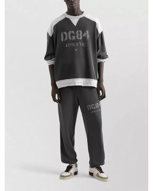 Dolce & Gabbana Black Graphic Side-Stripe Track Pants for men