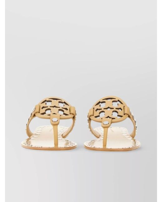 Tory Burch Metallic Studded Leather Flat Sandals