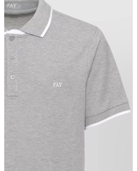 Fay Gray Cotton Polo Three Button Collar Contrast Trim for men