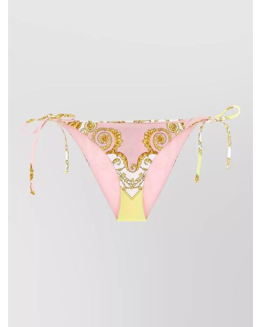 Versace Pink Floral-Print Tie-Side Bikini Bottoms