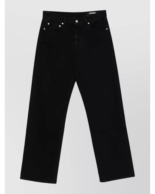 Jacquemus Black Straight Leg Denim Trousers Belt Loops for men